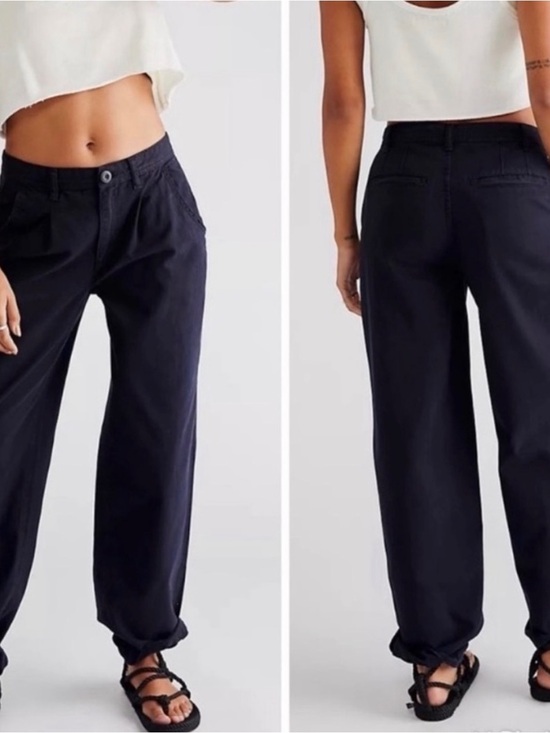 Free People Pants - Free People CYA Later Trouser Pants Size 6 Blue Slouchy Baggy